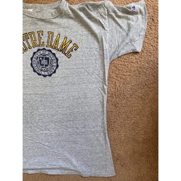 VTG Champion T-Shirt Mens XX Large Grey Notre Dame Fighting Irish USA Made 80s - Picture 2 of 10